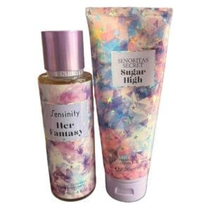 Sensinity Pack De Bruma Corporal y Crema Corporal Hidratante Perfumada 3 Aromas Her Fantasy Gold Girl y Glamour Diva - Imagen 7