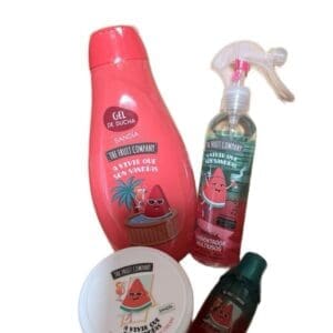 Pack Fruit Company Sandía 4 productos gel de baño crema corporal colonia y spray hogar fragancia tropical - Imagen 1