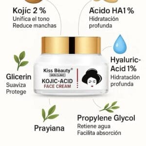 Kiss Beauty Crema Facial con Ácido Kojic para Piel Radiante y Uniforme Skin Clinic - Imagen 4
