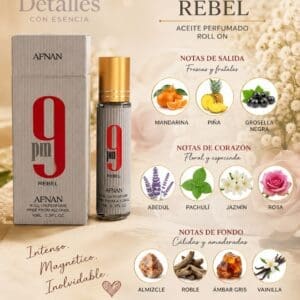 Perfume Aceite  Roll On 9PM Rebel 10ml - Imagen 3