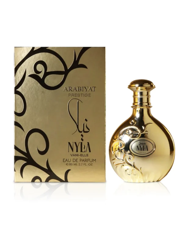 NYLA-VANIELLE-PERFUME-bottle-shows-beside-box-against-white-background